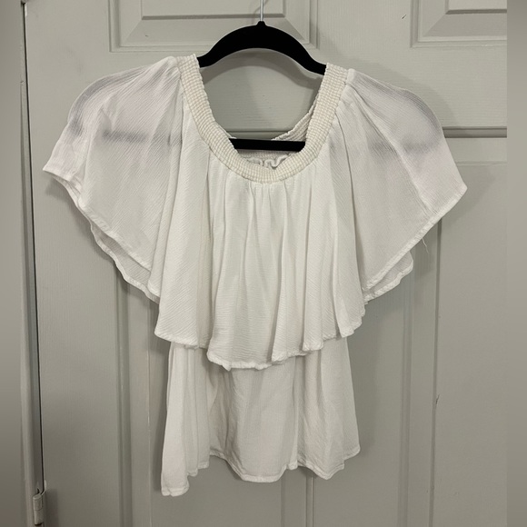 White Show Me Your Mumu Short Sleeve Flutter Blouse size Medium - Picture 2 of 9